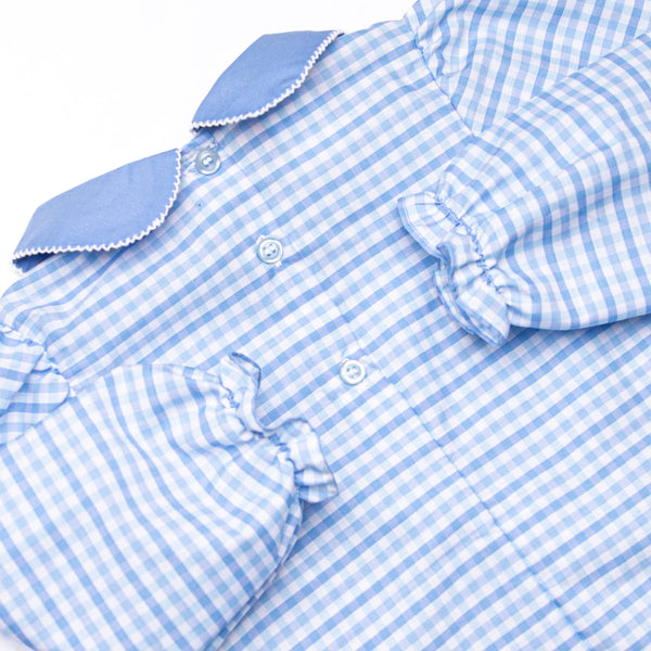 Powder Blue Plaid Pocket Bloomer Set, Blue