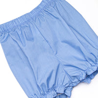 Powder Blue Plaid Pocket Bloomer Set, Blue