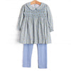 Prim Petals Smocked Legging Set, Blue