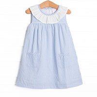 Picnic Plaid Pocket Dress, Light Blue Gingham