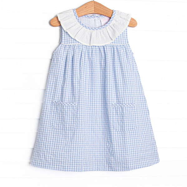 Picnic Plaid Pocket Dress, Light Blue Gingham