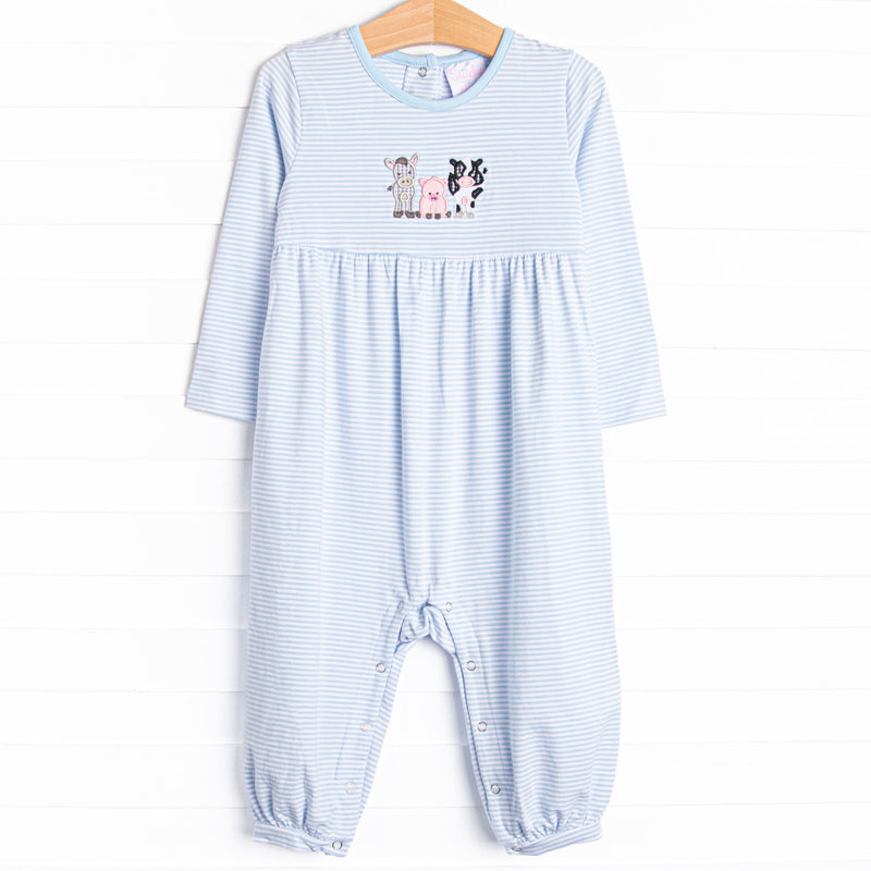 Farm Animal Favorites Applique Romper, Blue Stitchy Fish