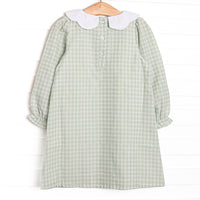 Effortless Days Scalloped Bib Dress, Green