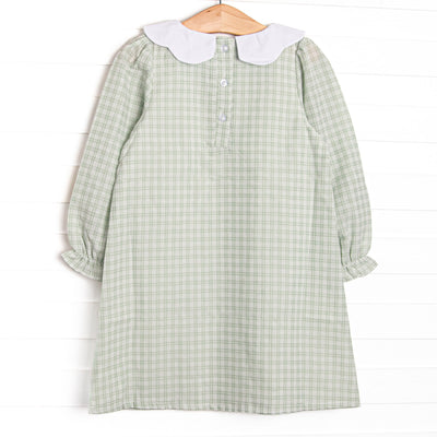 Effortless Days Scalloped Bib Dress, Green