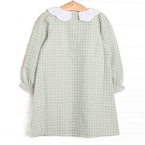 Effortless Days Scalloped Bib Dress, Green