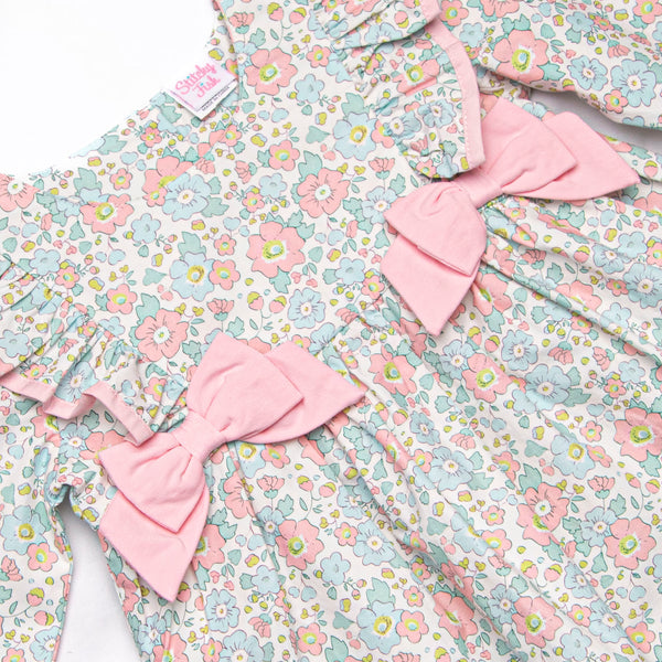 Early Fall Florals Bow Dress, Pink