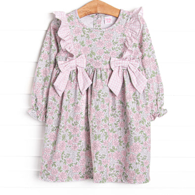 Gingham Gardenias Dress, Pink