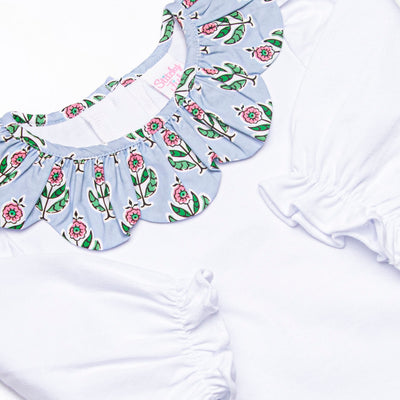Medallion Moments Scalloped Collar Diaper Set, Blue