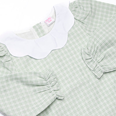 Effortless Days Scalloped Bib Dress, Green
