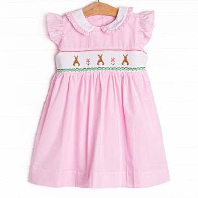 Bunny Tails Smocked Dress, Pink