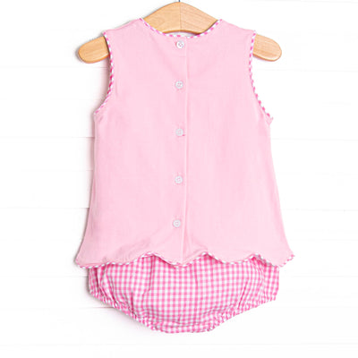 Beach Builder Applique Scalloped Diaper Set, Pink