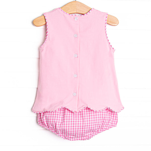 Beach Builder Applique Scalloped Diaper Set, Pink