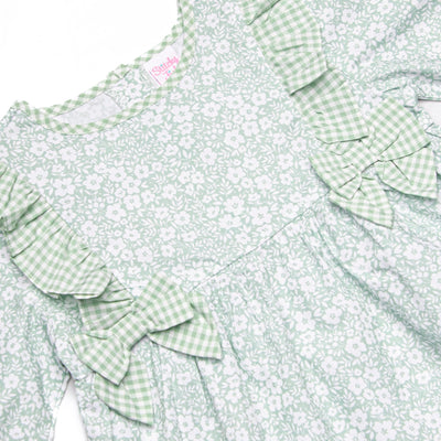 Garden Gate Gingham Side Tie Diaper Set, Green
