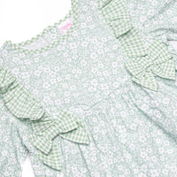 Garden Gate Gingham Side Tie Dress, Green