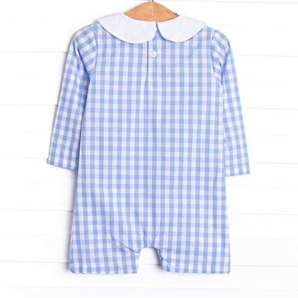 Down the Court Dunk Applique Short Romper, Blue