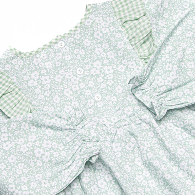 Garden Gate Gingham Side Tie Ruffle Pant Set, Green