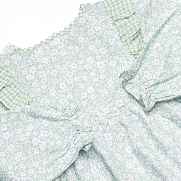 Garden Gate Gingham Side Tie Dress, Green