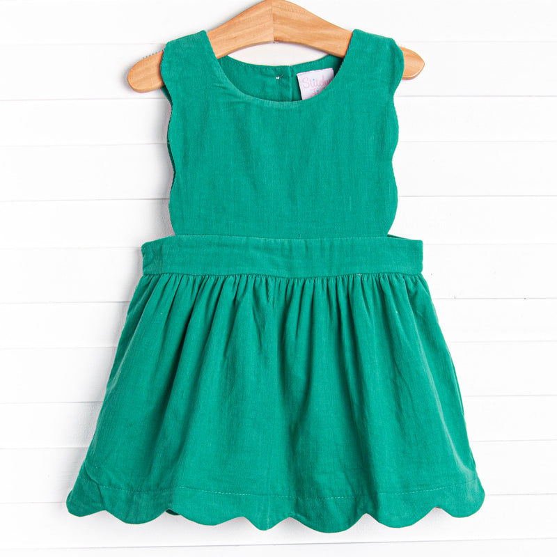 Girl's Daphne Dress in Green Corduroy size 4T | Stitchy Fish Girl's Daphne Dress in Green Corduroy size 4T | Stitchy Fish