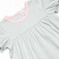 Sarah Pima Legging Set, Light Pink and Sage Stripe