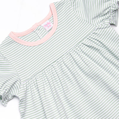 Sarah Pima Legging Set, Light Pink and Sage Stripe