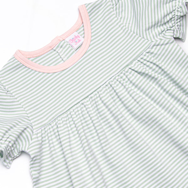 Sarah Pima Legging Set, Light Pink and Sage Stripe