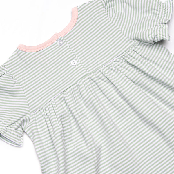 Sarah Pima Legging Set, Light Pink and Sage Stripe