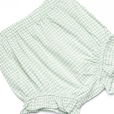 Garden Gate Gingham Side Tie Diaper Set, Green