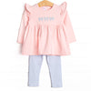 Bold Bows Embroidered Legging Set, Pink