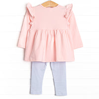 Bold Bows Embroidered Legging Set, Pink