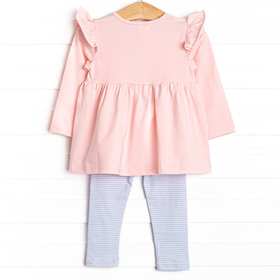 Bold Bows Embroidered Legging Set, Pink