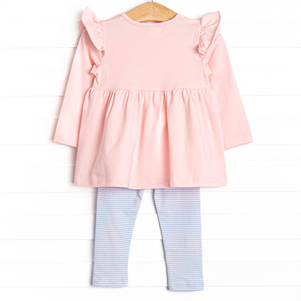 Bold Bows Embroidered Legging Set, Pink