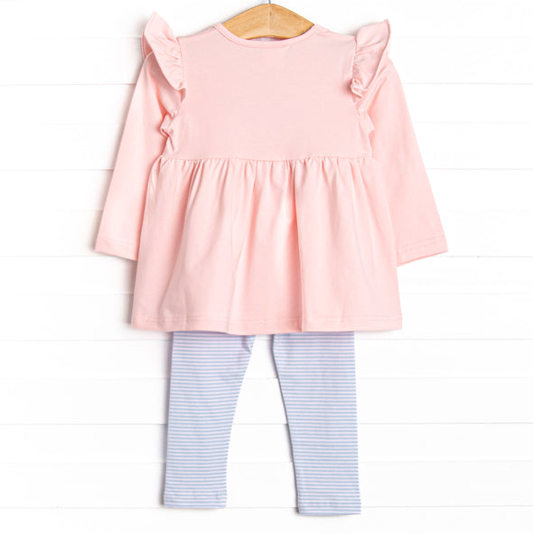 Bold Bows Embroidered Legging Set, Pink