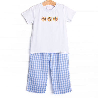 Down the Court Dunk Applique Pant Set, Blue