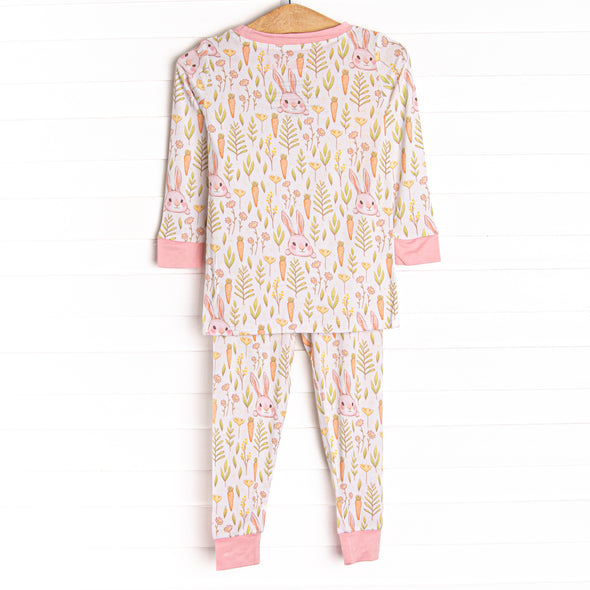 Cottontails and Carrots Bamboo Pajama Set, Pink