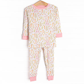 Cottontails and Carrots Bamboo Pajama Set, Pink
