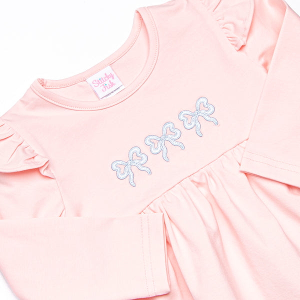 Bold Bows Embroidered Legging Set, Pink