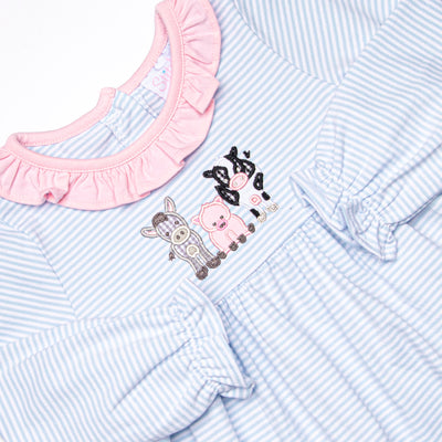 Farm Animal Favorites Applique Diaper Set, Blue