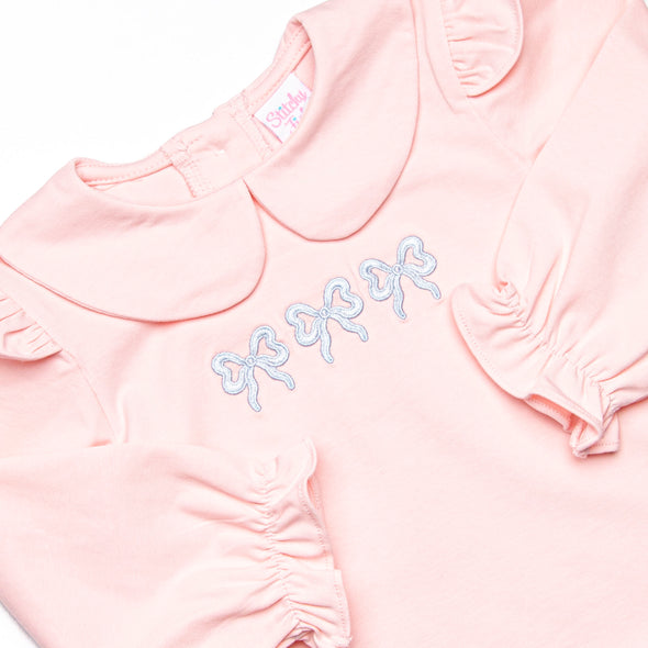 Bold Bows Embroidered Diaper Set, Pink