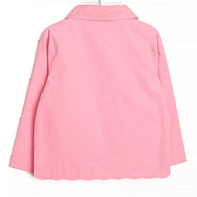 Sissy Scalloped Pocket Light Weight Coat, Pink