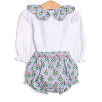 Medallion Moments Scalloped Collar Diaper Set, Blue