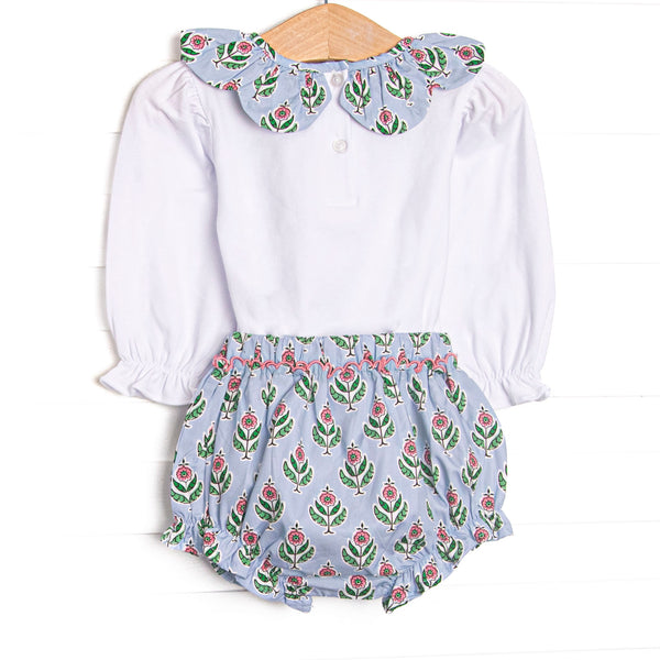 Medallion Moments Scalloped Collar Diaper Set, Blue