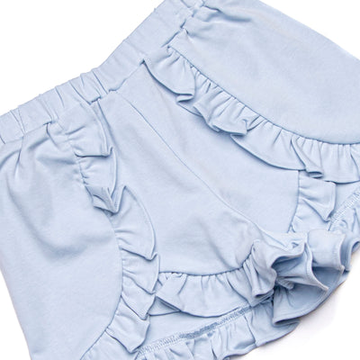 Paige Pima Ruffle Short Set, Light Blue and Pink Stripe