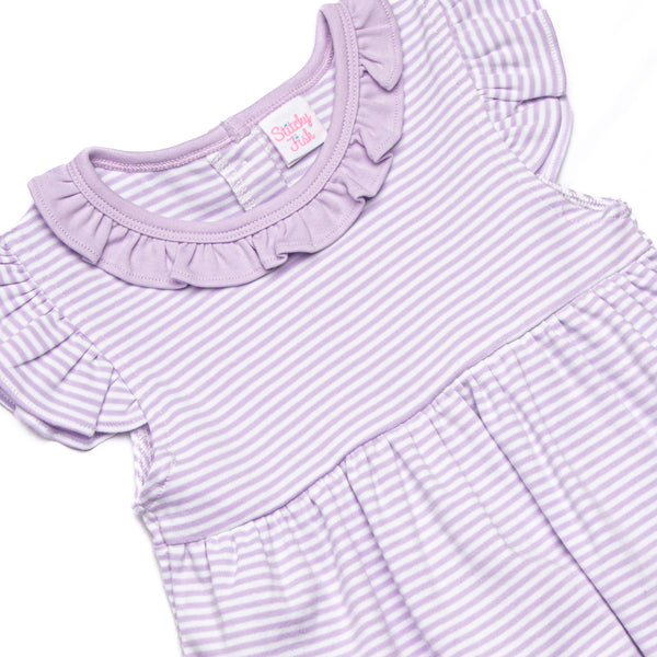Aurora Pima Ruffle Short Set, Purple