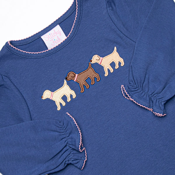 Best in Show Applique Ruffle Legging Set, Blue