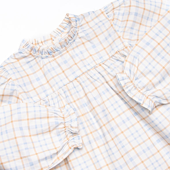 Perfect Day Plaid Ruffle Pant Set, Blue