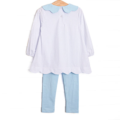 Dot Your Darling Collared Pocket Legging Set, Blue