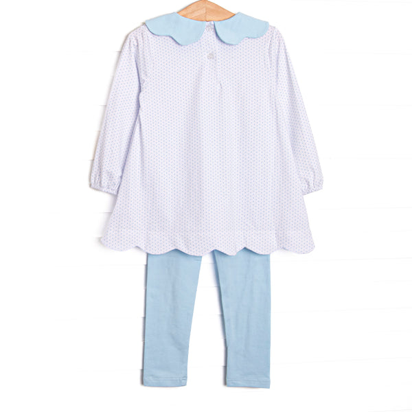 Dot Your Darling Collared Pocket Legging Set, Blue