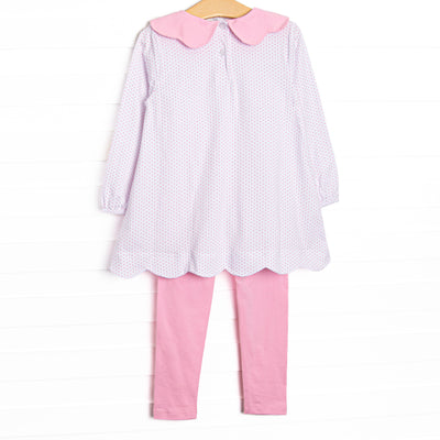 Dot Your Darling Collared Pocket Legging Set, Pink