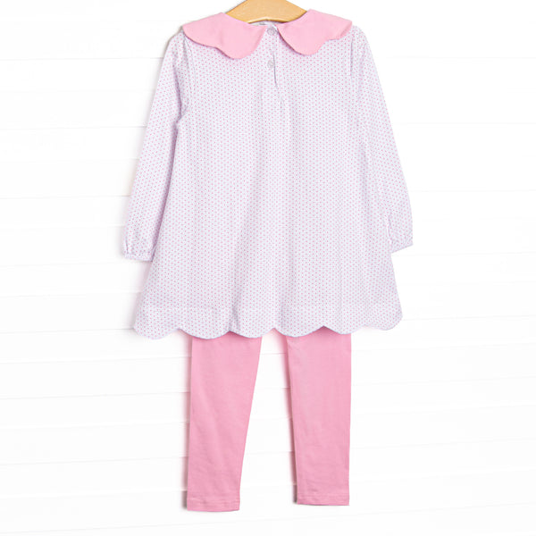 Dot Your Darling Collared Pocket Legging Set, Pink