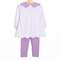 Dot Your Darling Collared Pocket Legging Set, Purple